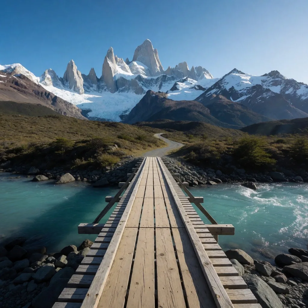 Cordón del Fitz Roy al amanecer desde la laguna