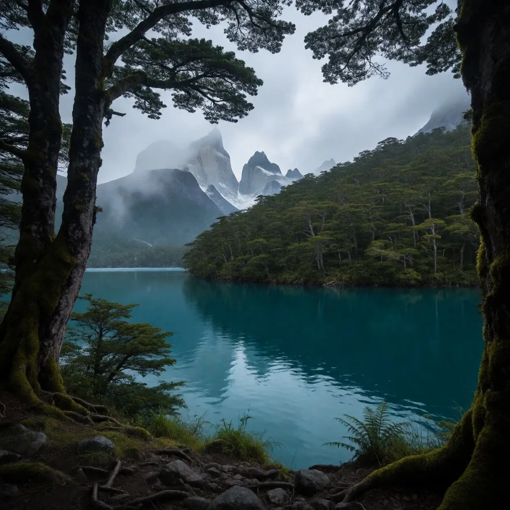 Lago Nahuel Huapi y bosque valdiviano cerca de Bariloche
