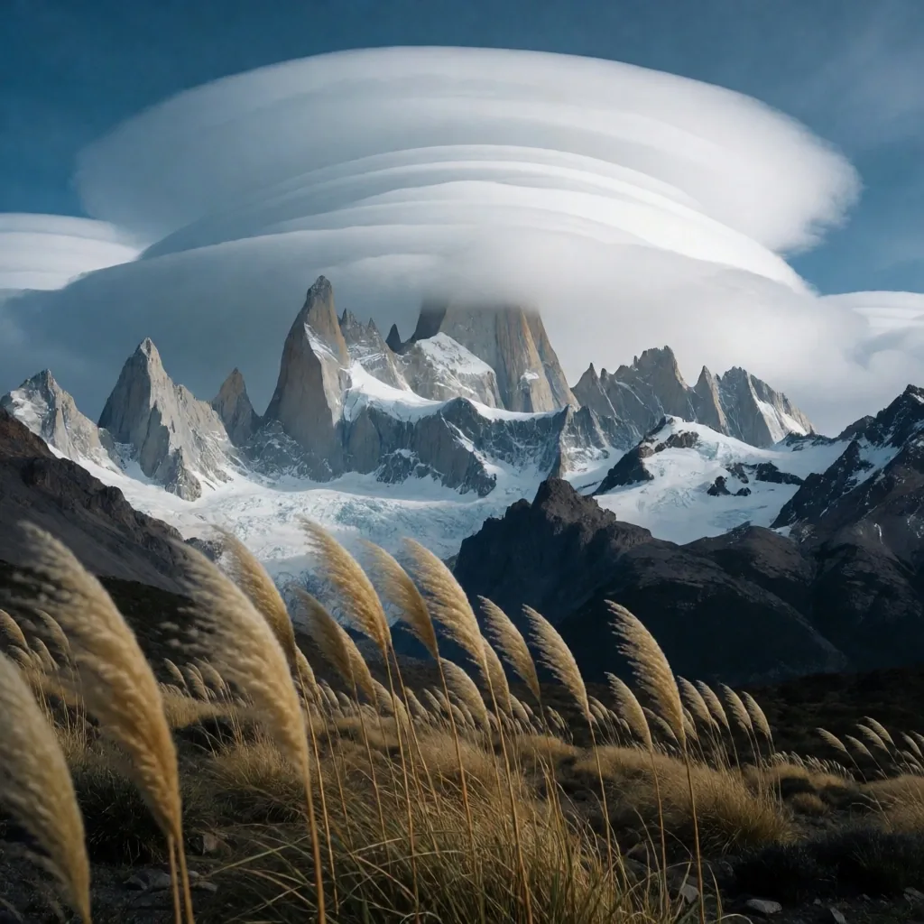 Nubes lenticulares sobre cordillera patagónica