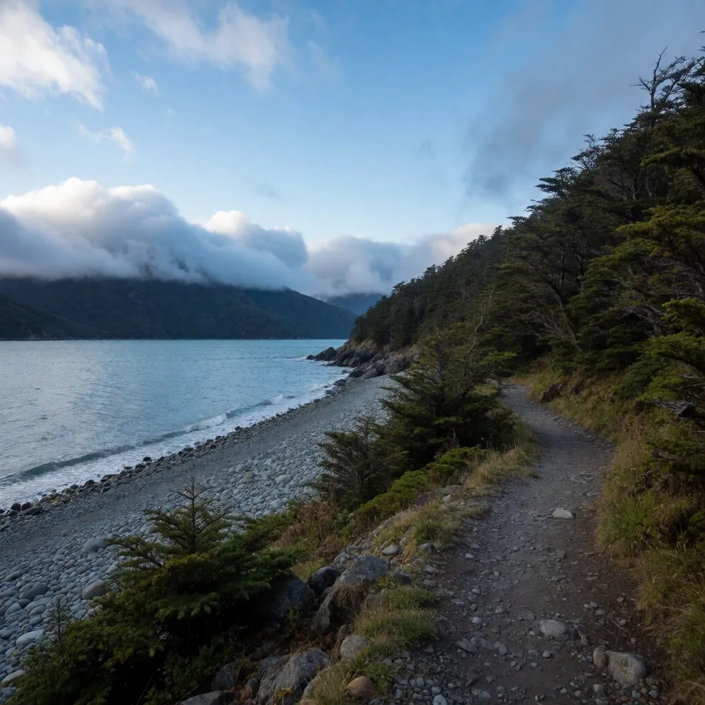 Senda costera junto al Canal Beagle, Tierra del Fuego
