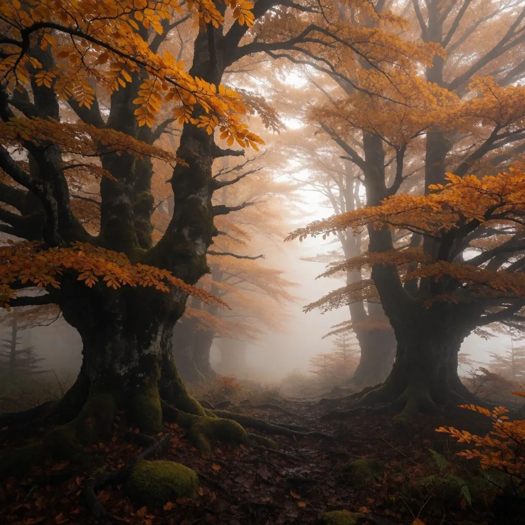 Bosque de lenga en otoño en la Patagonia