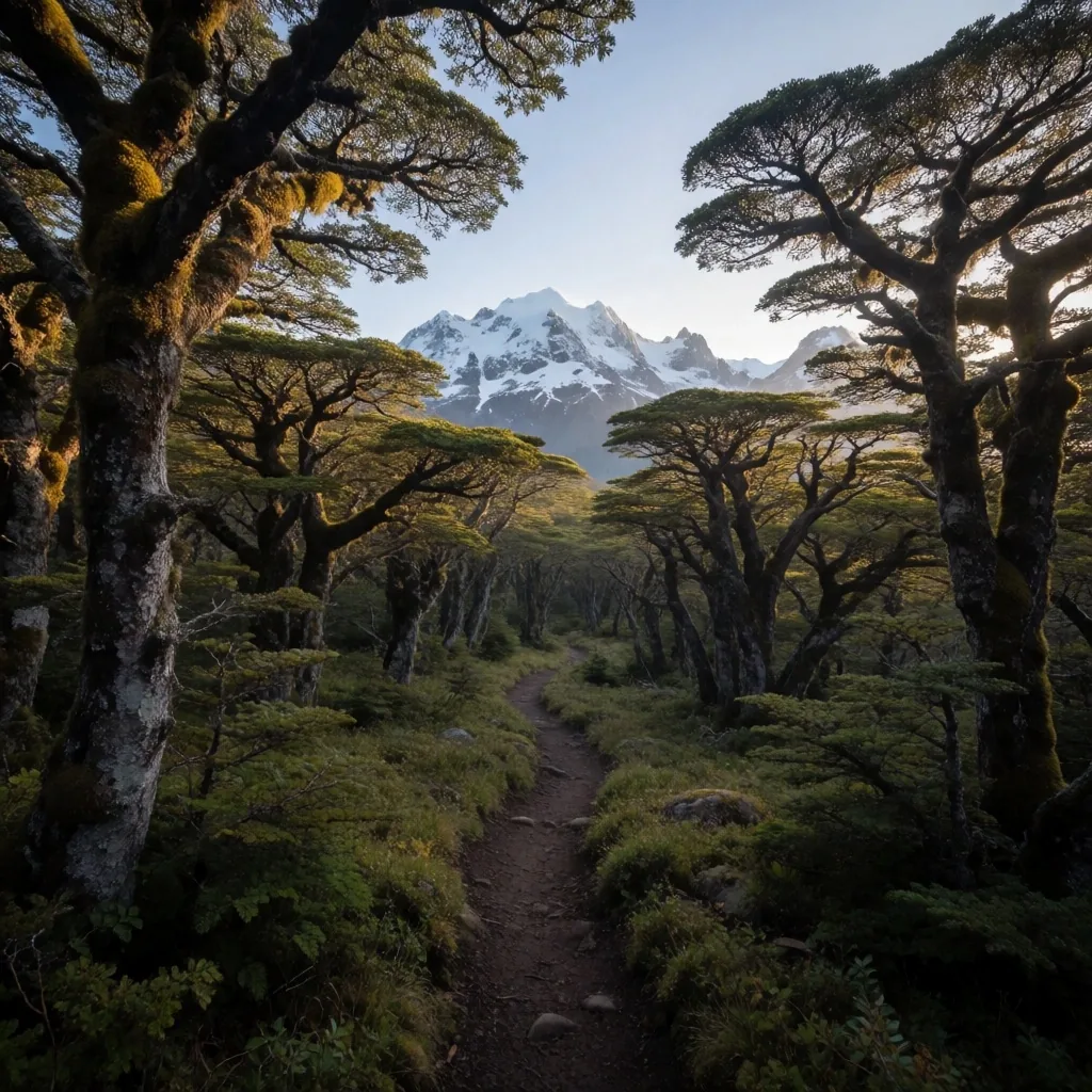 Cordillera de los Andes al amanecer en la Patagonia argentina